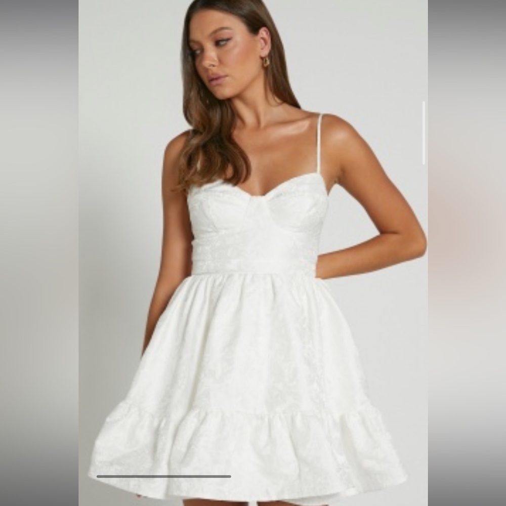Elegant White Spaghetti Strap Mini Dress